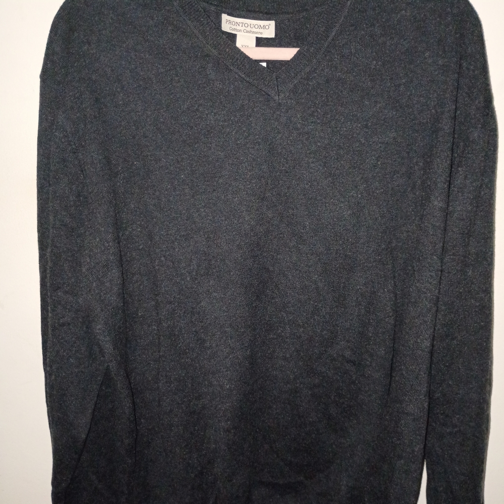 Pronto Uomo Women's Charcoal V-Neck Sweater